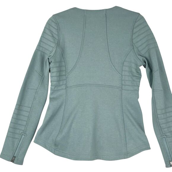 Athleta Moto Jacket Minimalistic Grey SIZE S Green Gym Travel Zip Up #982849 - Picture 9 of 16